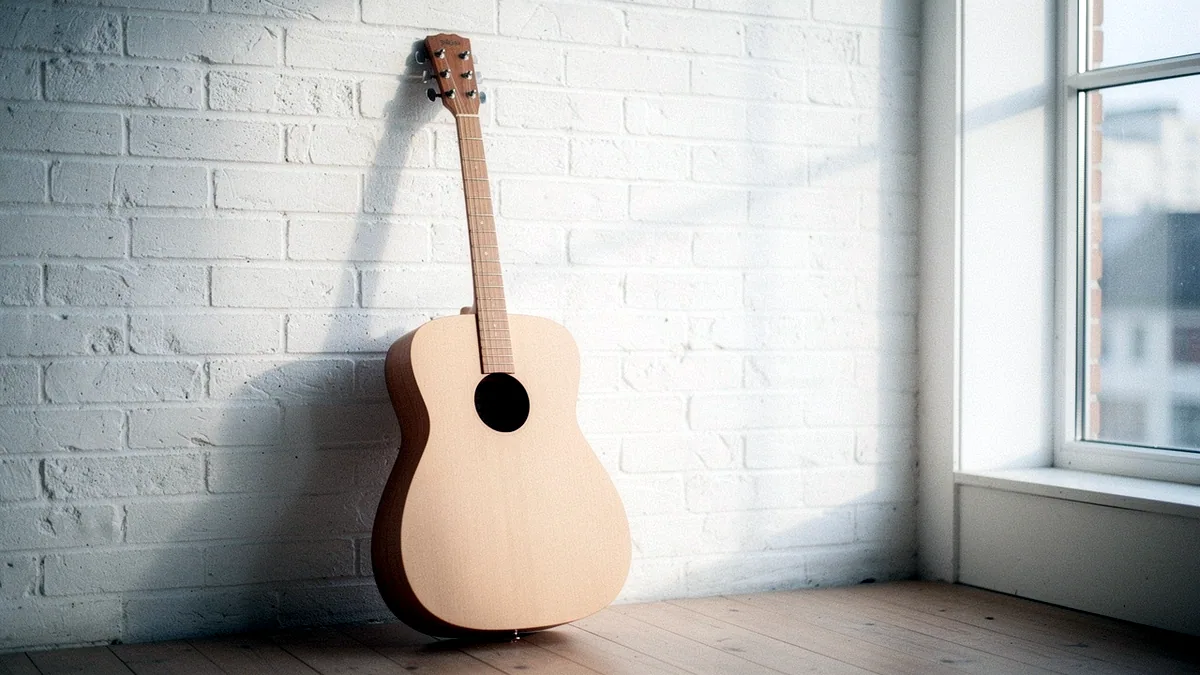 Illustration: An acoustic guitar leaning by a window in soft morning light.